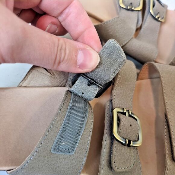 Dansko Women’s 40 Allyson Slides Sandal Stone Tan Slip On Hook & Loop - Picture 3 of 8